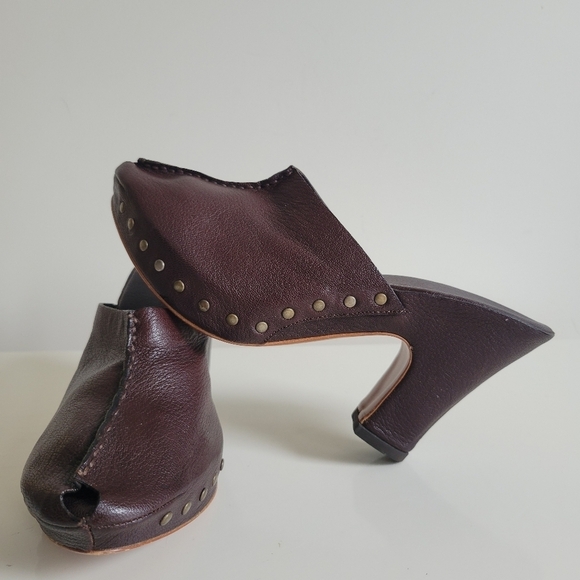 Roberto Del Carlo Shoes - Roberto Del Carlo Brown Leather Wedge Clog Heels EU 38 US 7